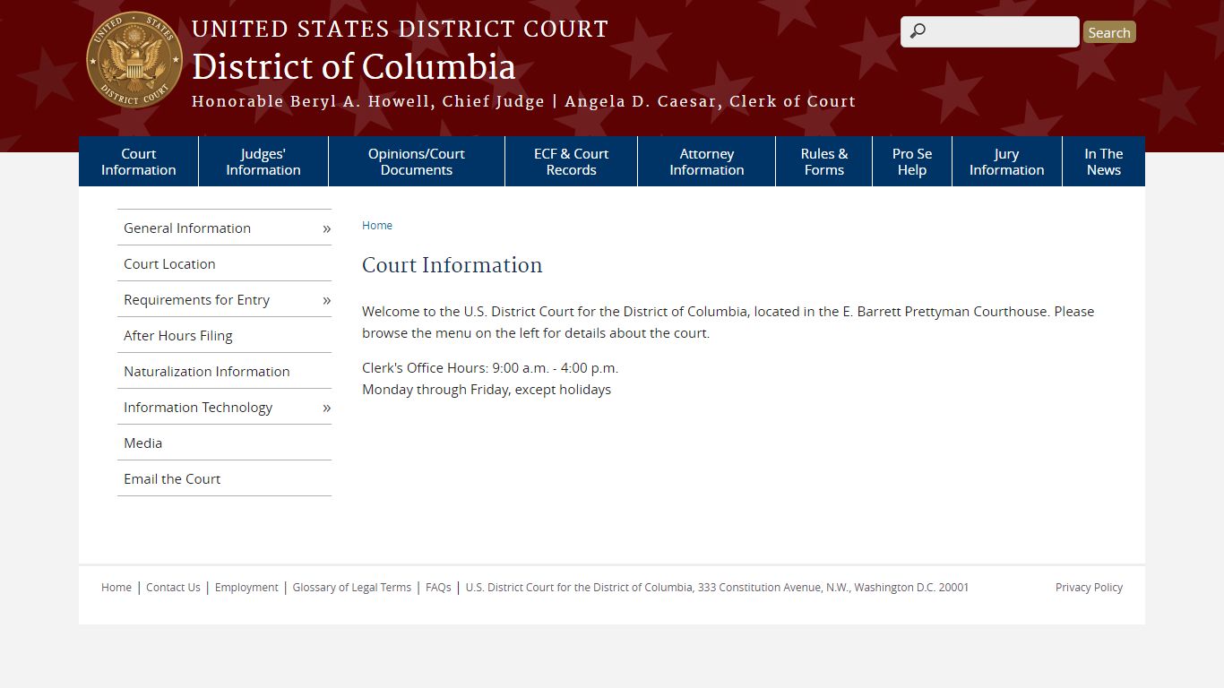 Court Information | District of Columbia - United States Courts