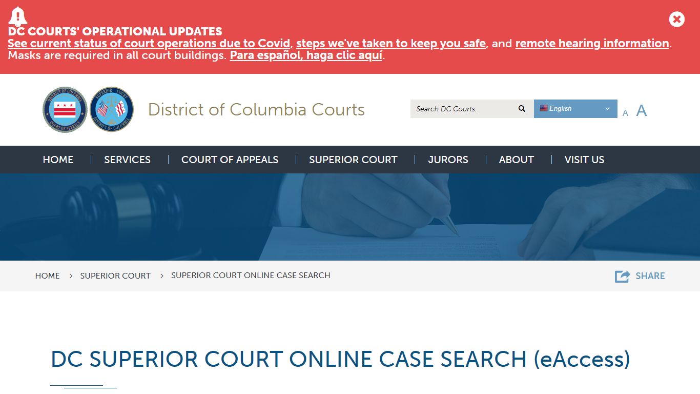 Superior Court Online Case Search | District of Columbia Courts